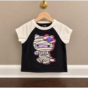 Hello Kitty Sanrio Mummy Halloween Raglan Graphic T-Shirt Black XS Kids